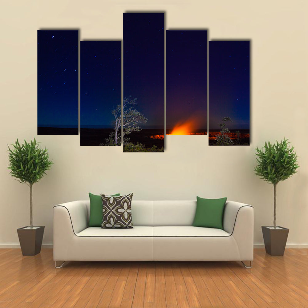 Erupting volcano in Hawaii Volcanoes National Park, Big Island, Hawaii multi panel canvas wall art