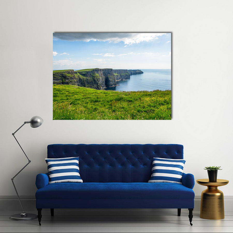 Cliff of Moher Ireland with blue sky Multi Panel Canvas Wall Art