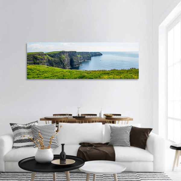 Cliff of Moher Ireland wit blue sky panoramic canvas wall art