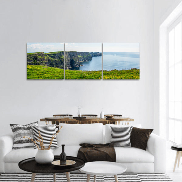 Cliff of Moher Ireland wit blue sky panoramic canvas wall art