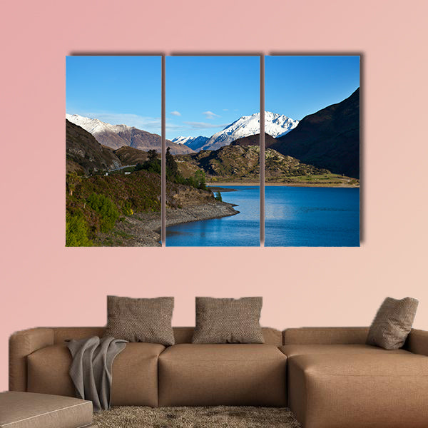 Mountain above the lake Multi panel canvas wall art