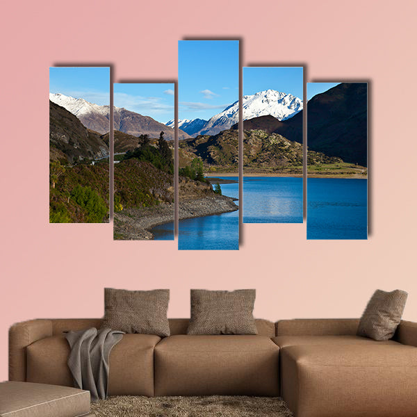 Mountain above the lake Multi panel canvas wall art
