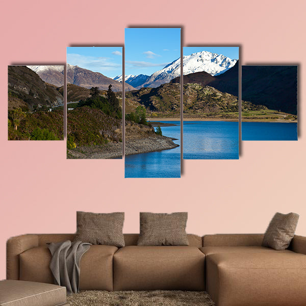Mountain above the lake Multi panel canvas wall art