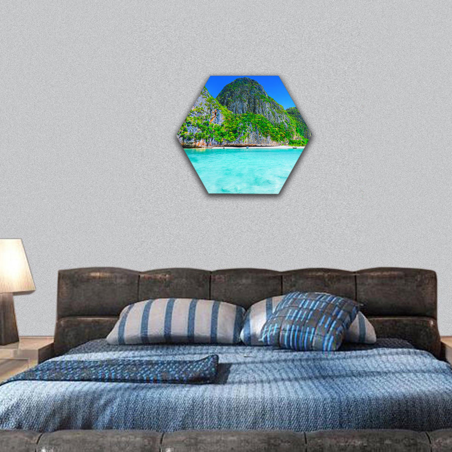 Maya Bay Phi Phi island Thailand hexagonal canvas wall art