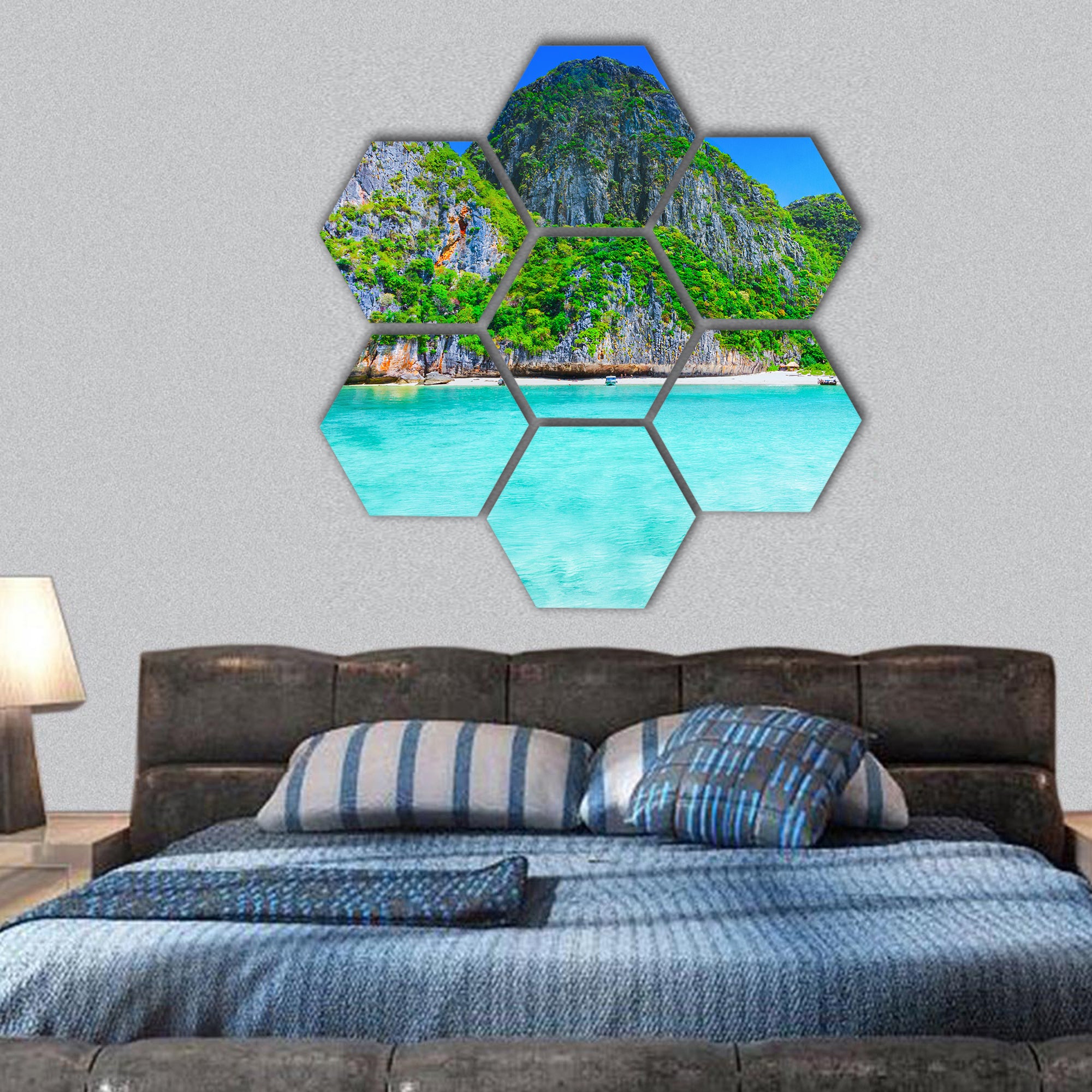 Maya Bay Phi Phi island Thailand hexagonal canvas wall art