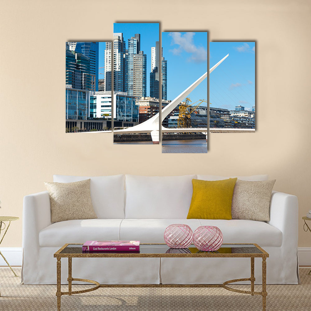 Harbor Puerto Madero Buenos Aires Argentine skyline and ships Multi Panel Canvas Wall Art