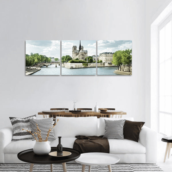 Seine and Notre Dame de Paris, Paris, France panoramic canvas wall art