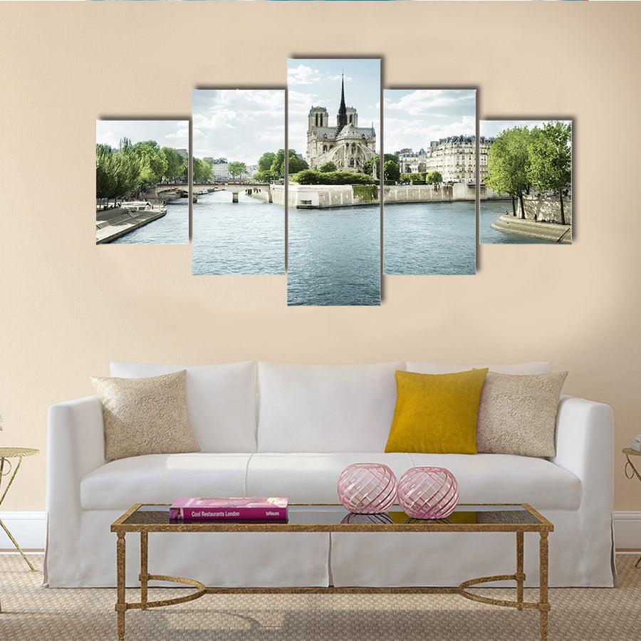 Seine and Notre Dame de Paris, Paris, France multi panel canvas wall art