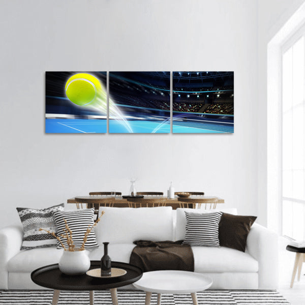 Flying tennis ball panoramic canvas wall art