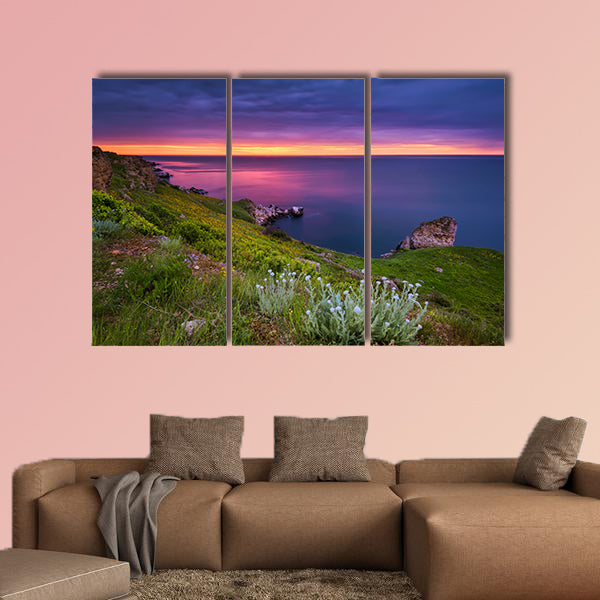 Dramatic sky seascape multi panel canvas wall art
