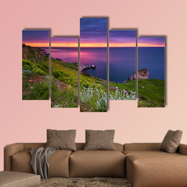 Dramatic sky seascape multi panel canvas wall art