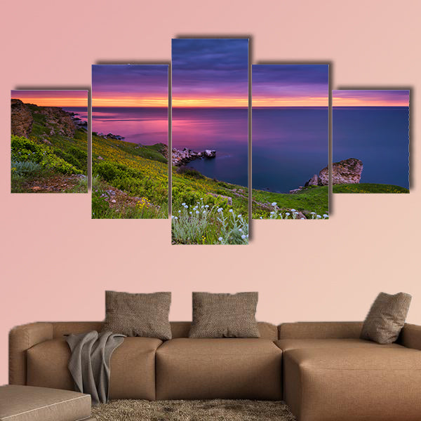 Dramatic sky seascape multi panel canvas wall art