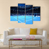 Whole tennis court from the perspective of the player sport theme Multi panel canvas wall art