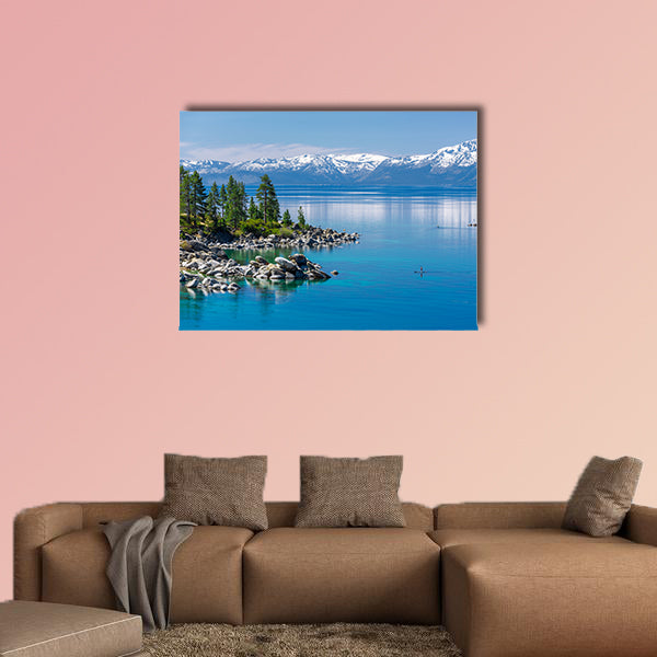 Turquoise waters of Lake Tahoe multi panel canvas wall art