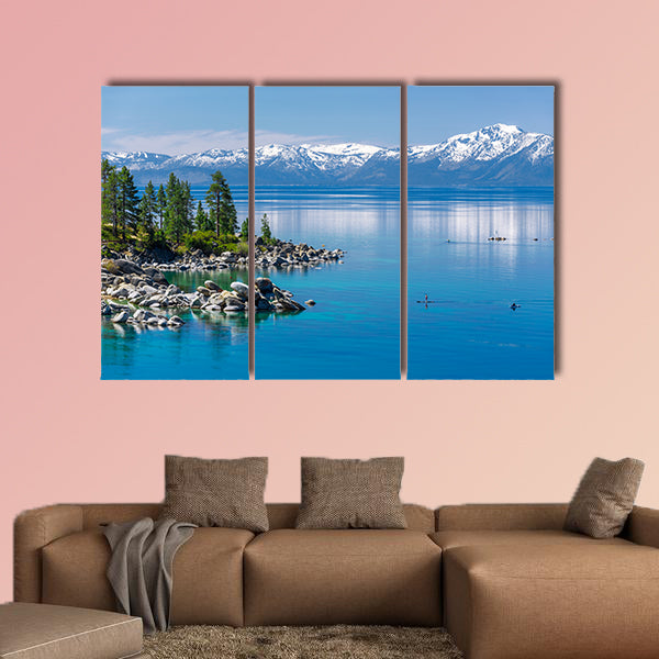 Turquoise waters of Lake Tahoe multi panel canvas wall art