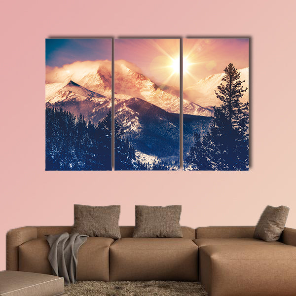 Colorado Mountains Vista in Abstract Color Grading, multi panel canvas wall art