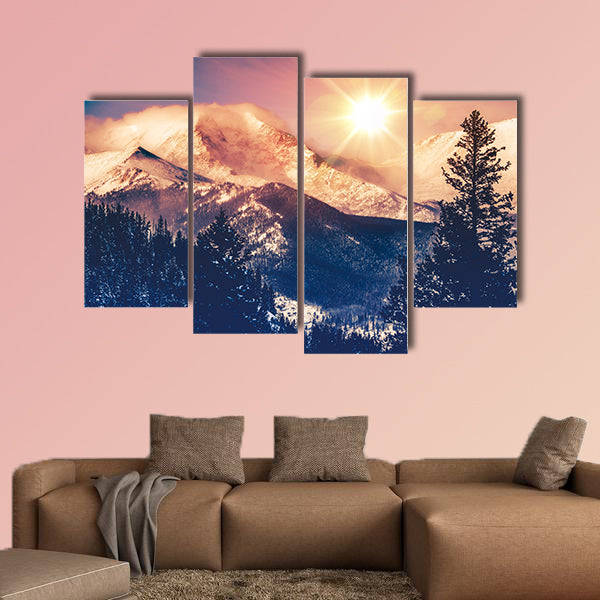 Colorado Mountains Vista in Abstract Color Grading, multi panel canvas wall art