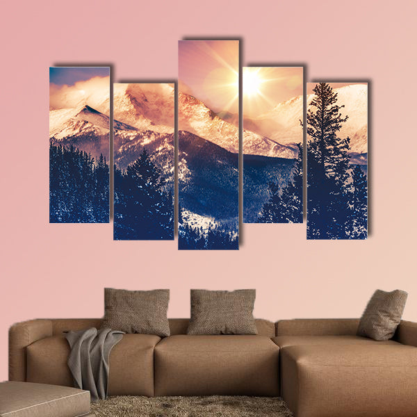Colorado Mountains Vista in Abstract Color Grading, multi panel canvas wall art
