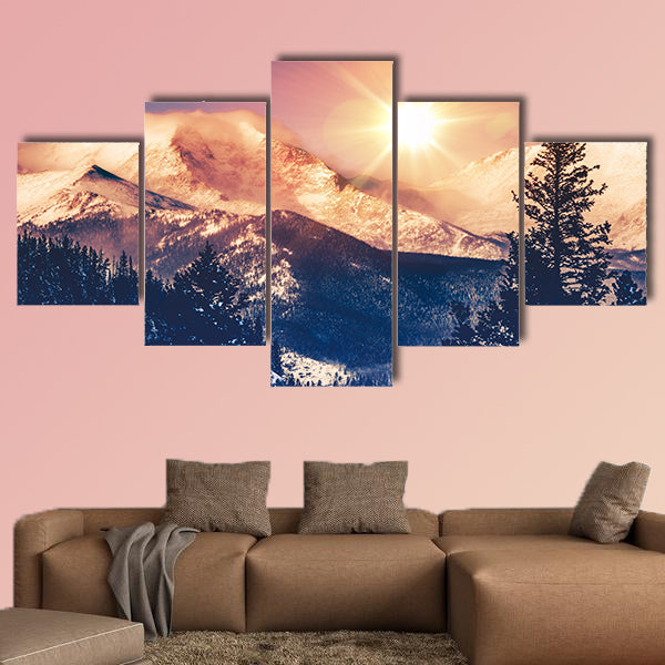 Colorado Mountains Vista in Abstract Color Grading, multi panel canvas wall art