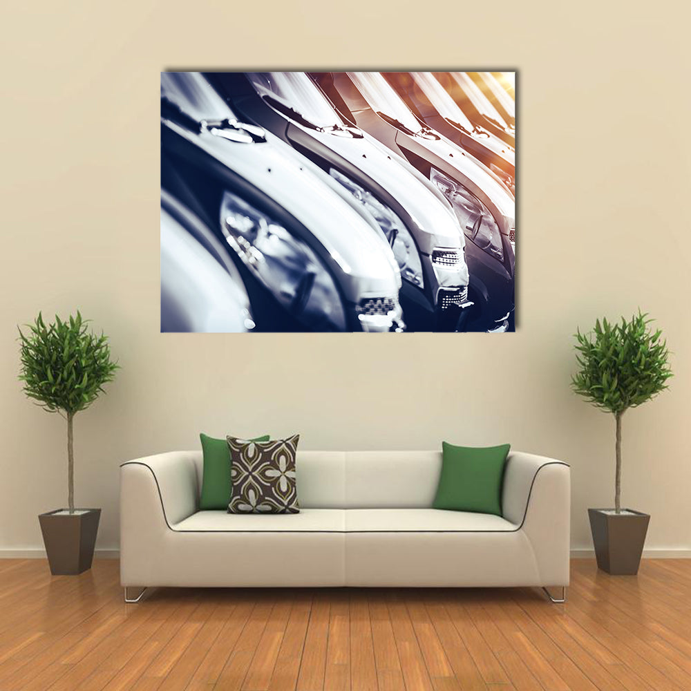 Cars in Stock Closeup Row of Brand Industry Multi panel canvas wall