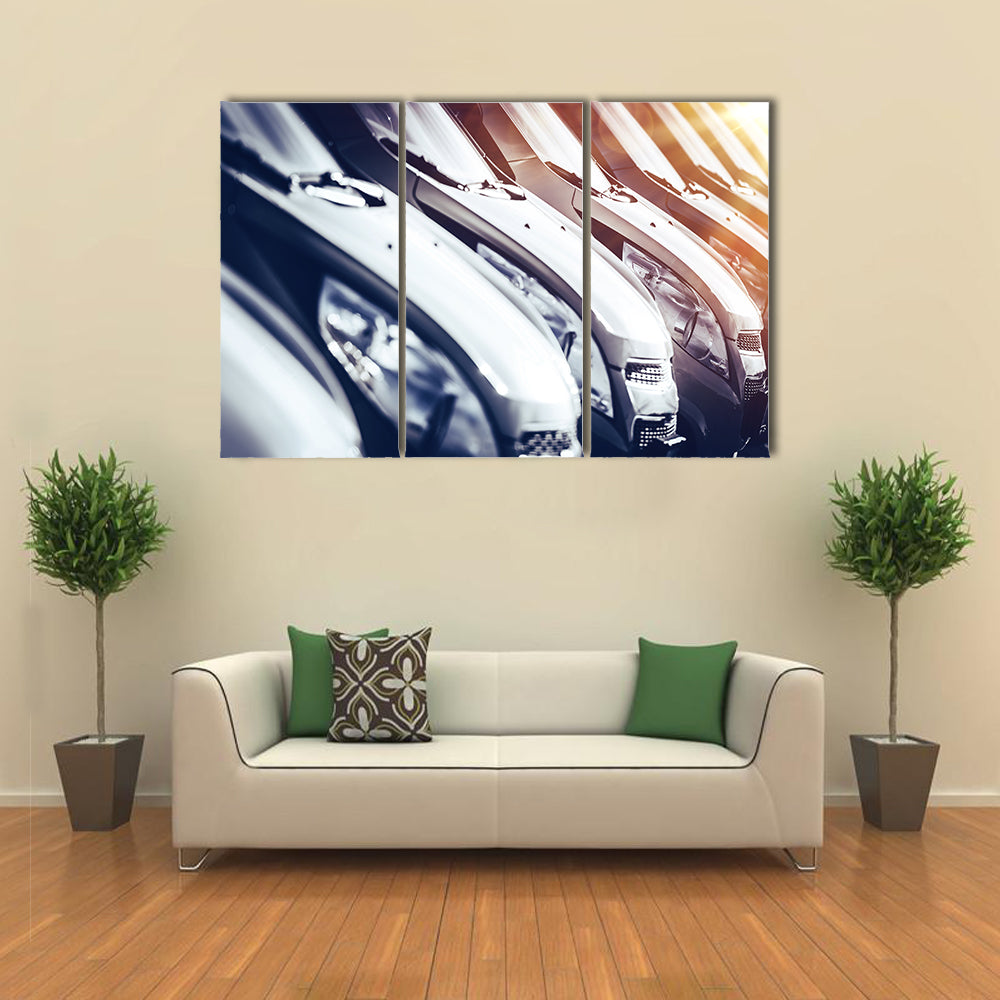 Cars in Stock Closeup Row of Brand Industry Multi panel canvas wall