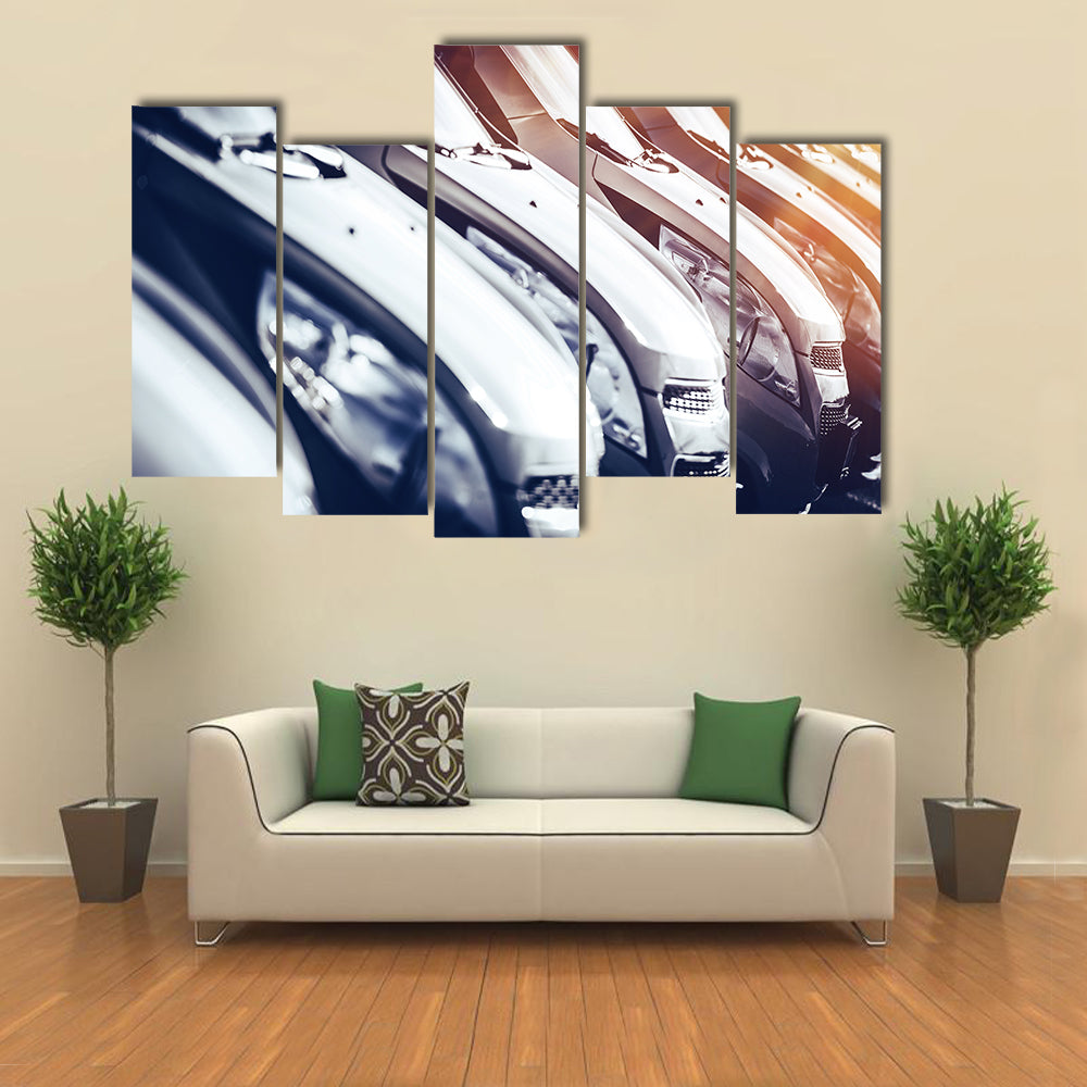 Cars in Stock Closeup Row of Brand Industry Multi panel canvas wall