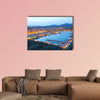 Puerto de Mazarron illuminated at dusk, Spain multi panel canvas wall art