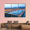 Puerto de Mazarron illuminated at dusk, Spain multi panel canvas wall art