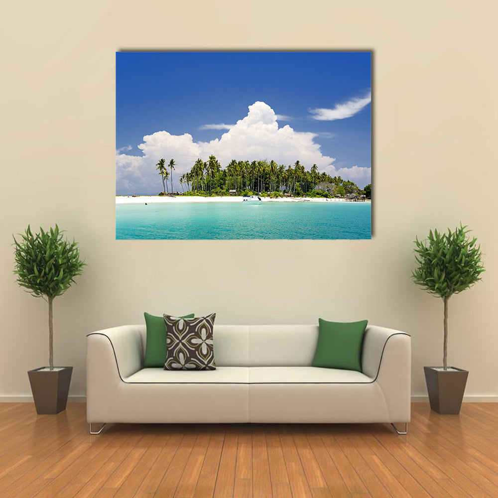 A Remote Island In Malaysia With Deep Blue Skies And Crystal Clear Water Multi Panel Canvas Wall Art