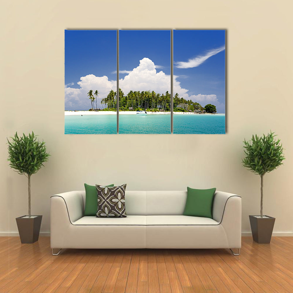 A Remote Island In Malaysia With Deep Blue Skies And Crystal Clear Water Multi Panel Canvas Wall Art