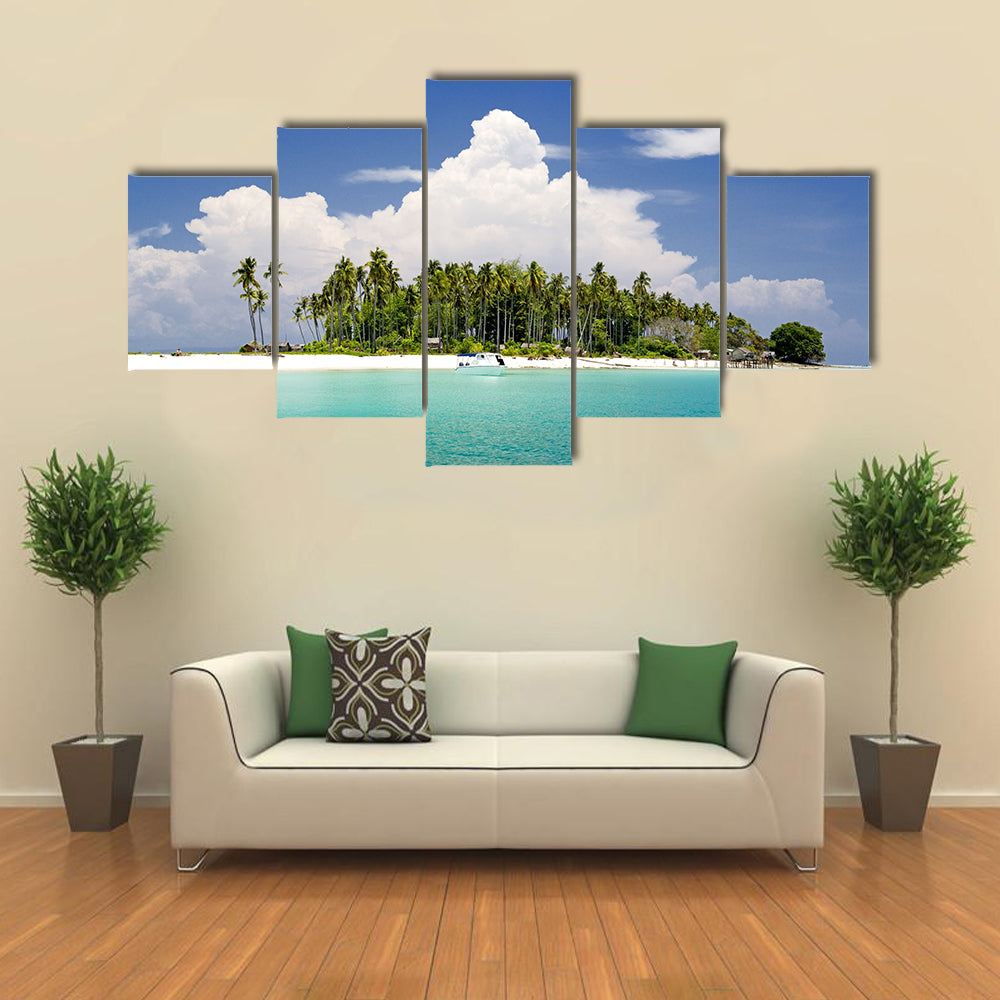 A Remote Island In Malaysia With Deep Blue Skies And Crystal Clear Water Multi Panel Canvas Wall Art