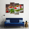 Creamy dessert with strawberries and kiwi Multi panel canvas wall art