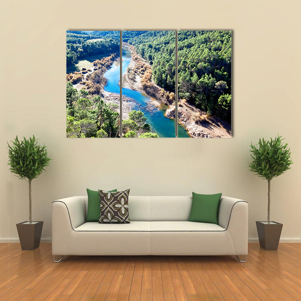 Mountains landscape with river. Guadalquivir river multi panel canvas wall art