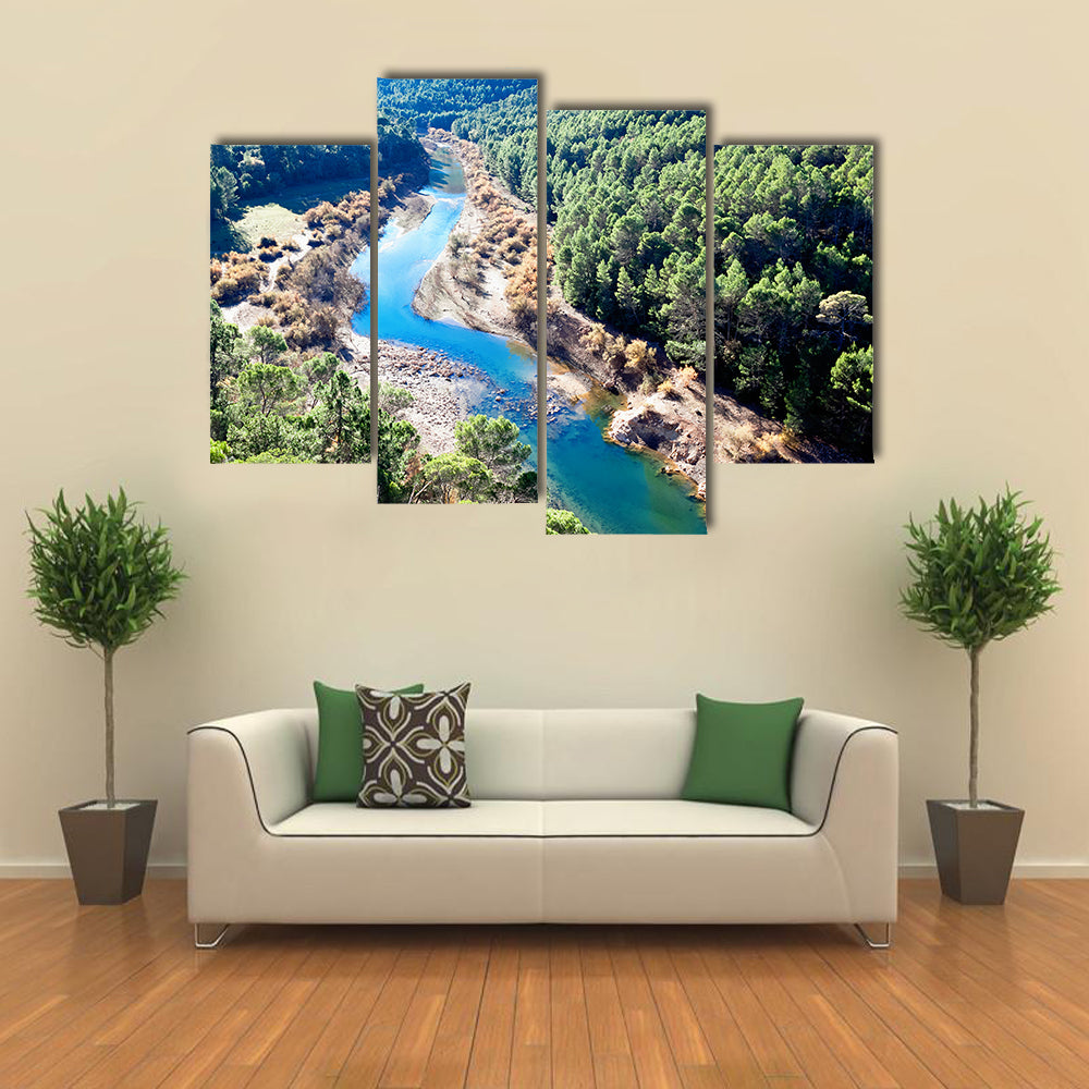 Mountains landscape with river. Guadalquivir river multi panel canvas wall art