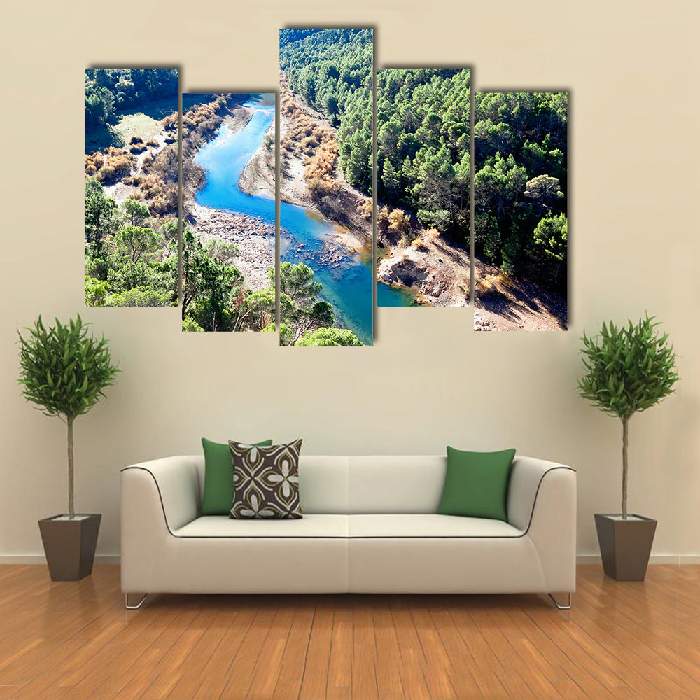 Mountains landscape with river. Guadalquivir river multi panel canvas wall art
