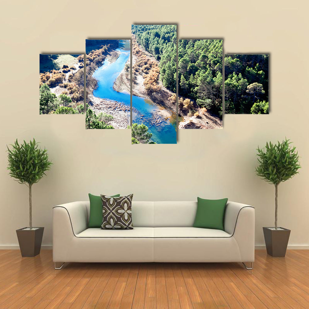 Mountains landscape with river. Guadalquivir river multi panel canvas wall art