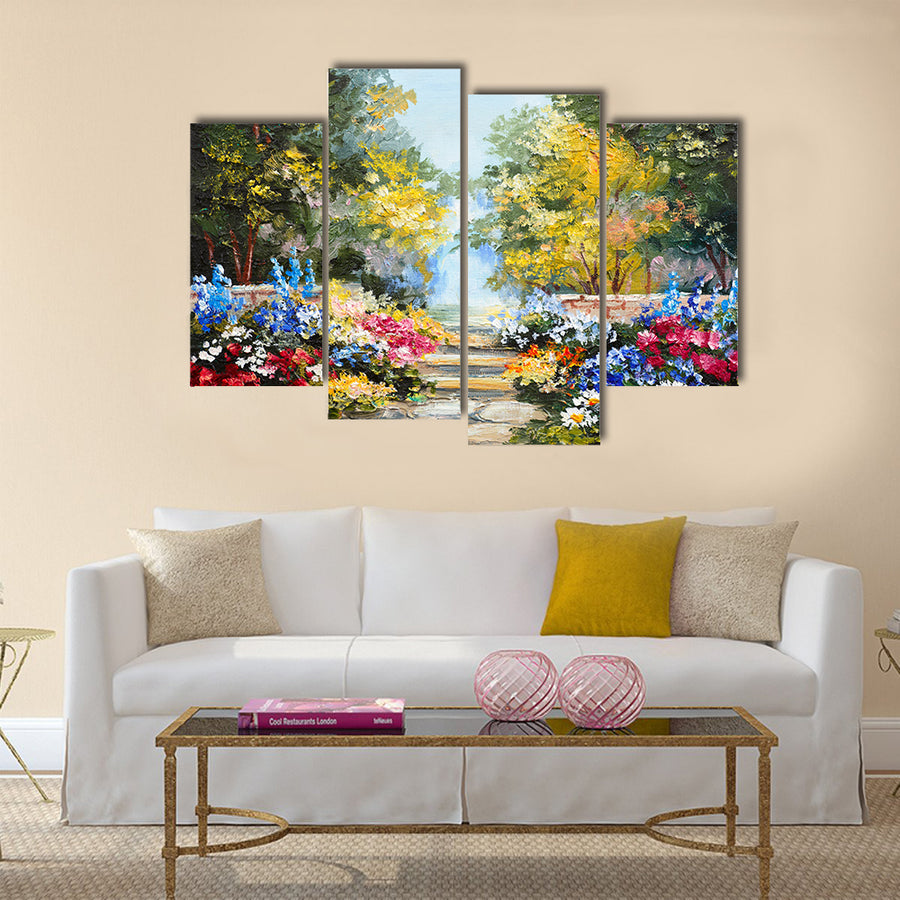 Oil painting landscape - colorful summer forest Multi Panel Canvas Wall Art