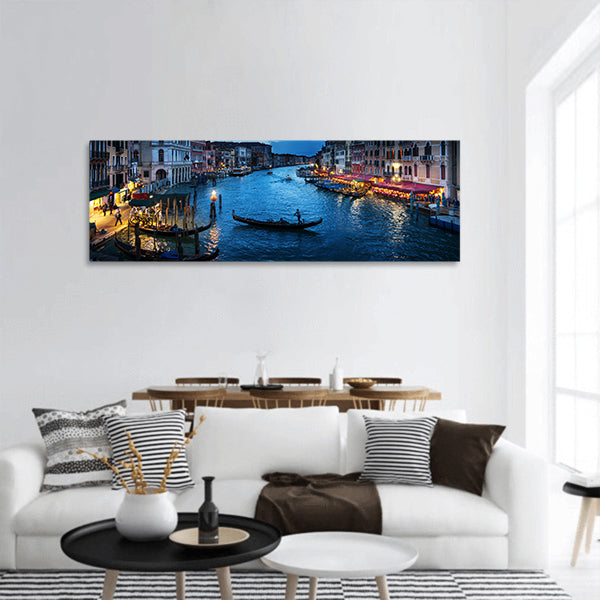 Grand Canal in sunset time, Venice, Italy panoramic canvas wall art