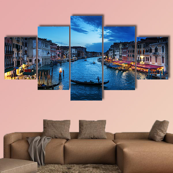 Grand Canal in sunset time, Venice, Italy multi panel canvas wall art