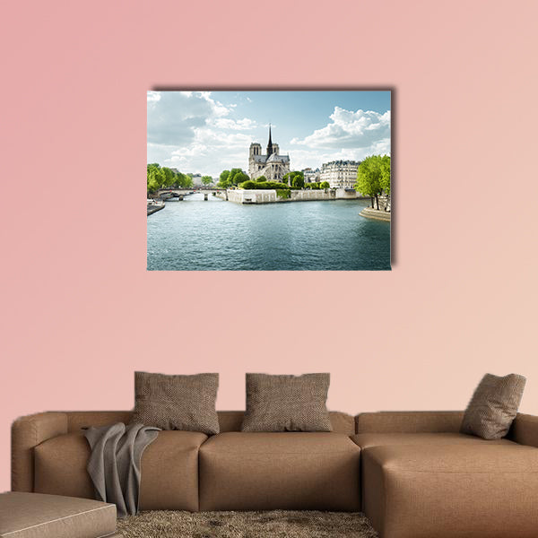 Seine and Notre Dame de Paris, Paris, France Multi panel canvas wall art