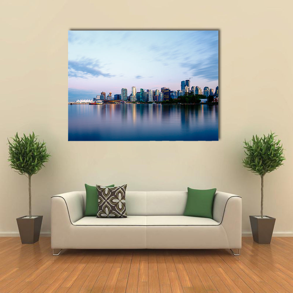 Vancouver skyline at sunset as seen from Stanley Park Britis Multi panel canvas wall art