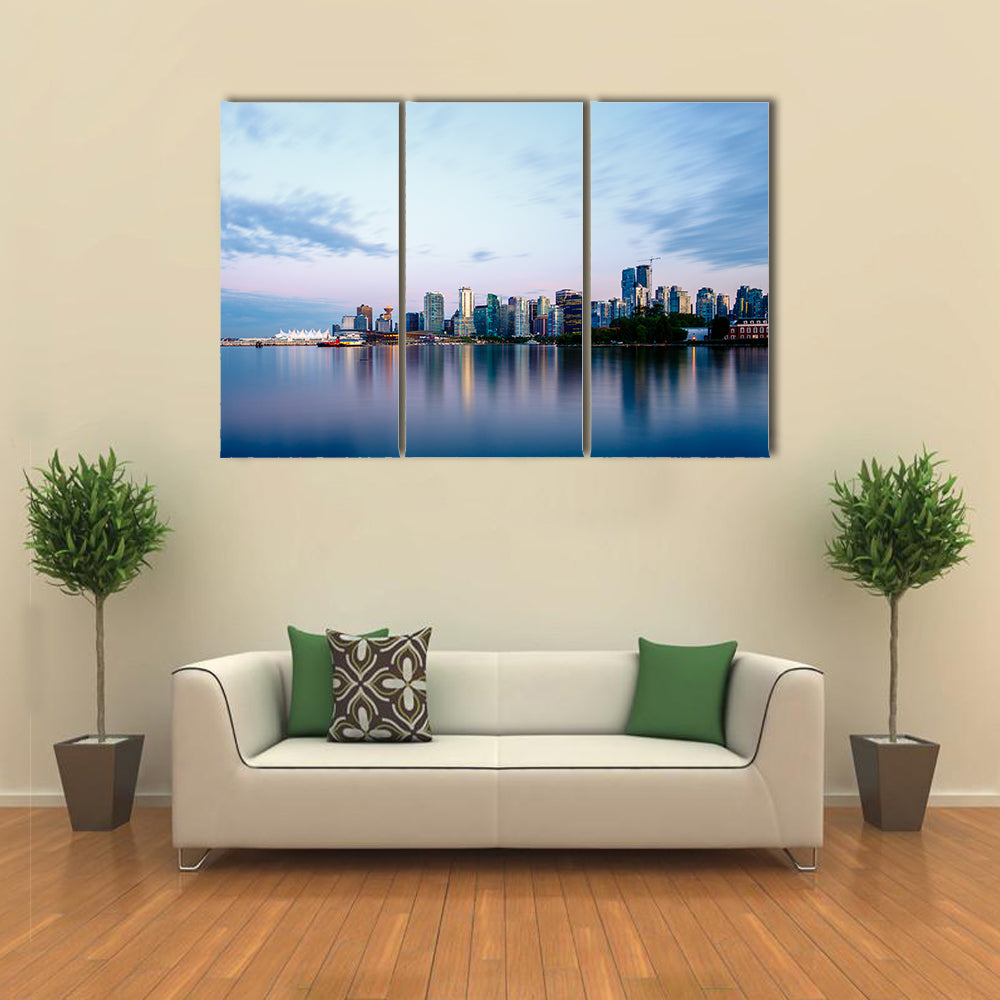 Vancouver skyline at sunset as seen from Stanley Park Britis Multi panel canvas wall art