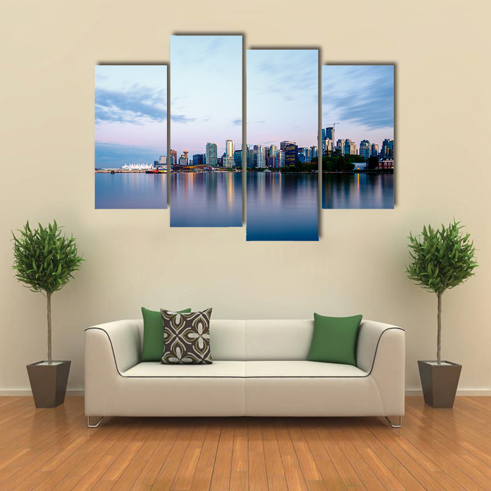 Vancouver skyline at sunset as seen from Stanley Park Britis Multi panel canvas wall art