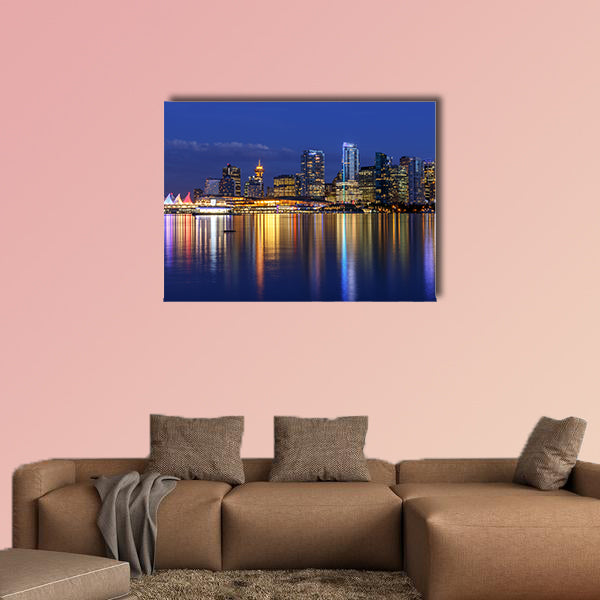 Vancouver skyline at Dusk as seen from Stanley Park British Columbia wall art