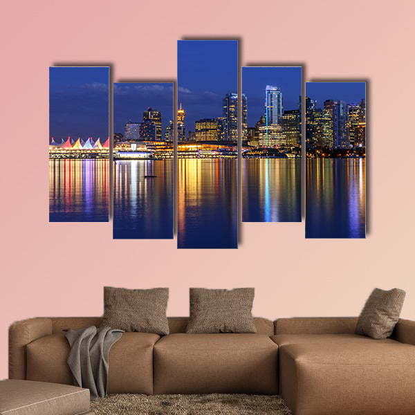 Vancouver skyline at Dusk as seen from Stanley Park British Columbia wall art