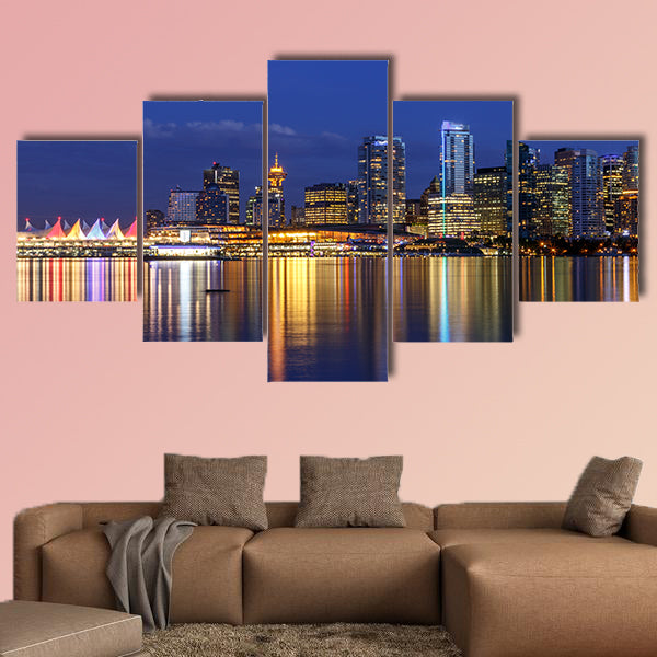Vancouver skyline at Dusk as seen from Stanley Park British Columbia wall art