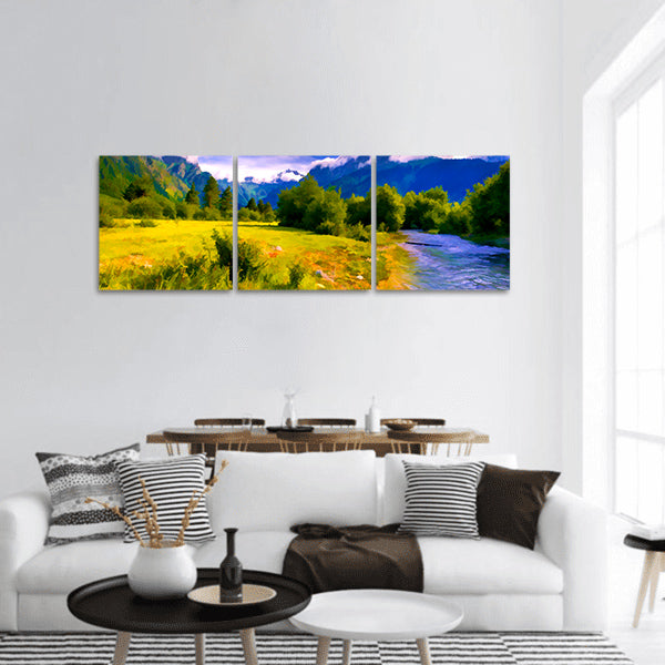 Digital artwork in watercolor panoramic canvas wall art