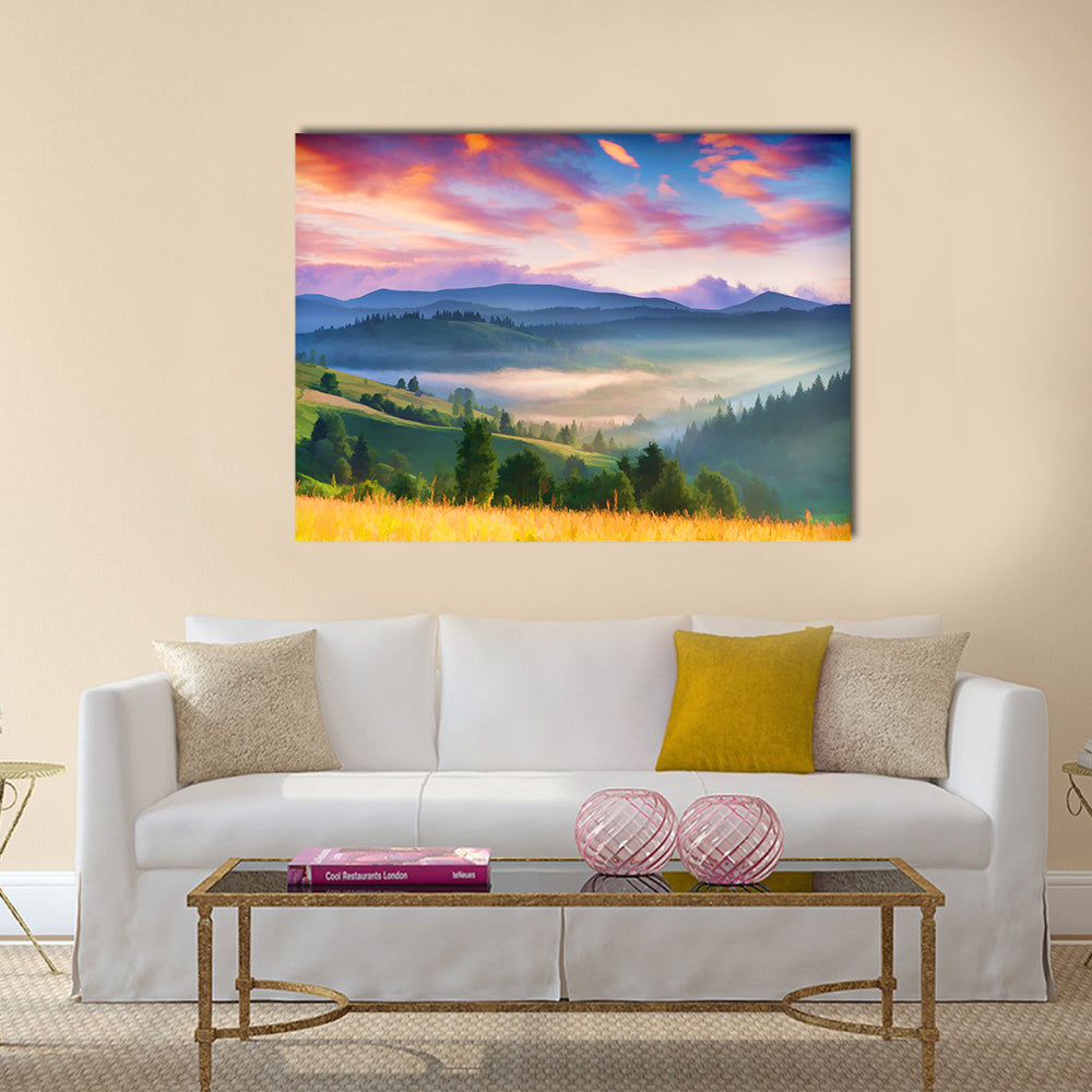 Digital artwork in watercolor painting style multi panel canvas wall art