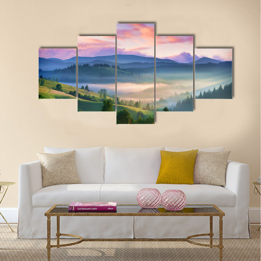 Digital artwork in watercolor painting style multi panel canvas wall art