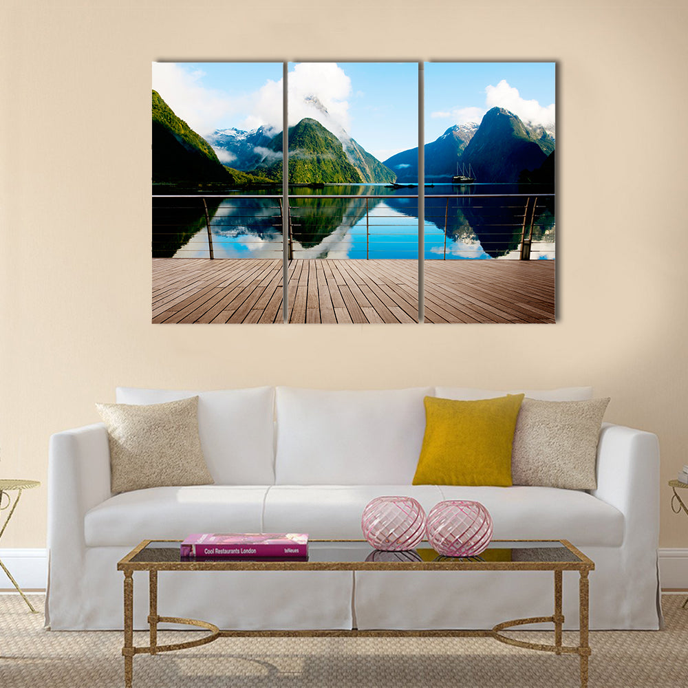 Milford Sound New Zealand Travel Destination Concept Multi panel canvas wall art